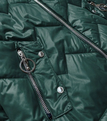 KURTKA DAMSKA Z KAPTUREM ZIELONO/KARMELOWA (BH2003BIG)