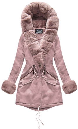 BAWEŁNIANA DAMSKA PARKA ZIMOWA Z FUTREM ANTYCZNY RÓŻ (XW801-2X)