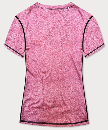 Sportowy t-shirt damski z ozdobnymi przeszyciami różowy (A-2166)