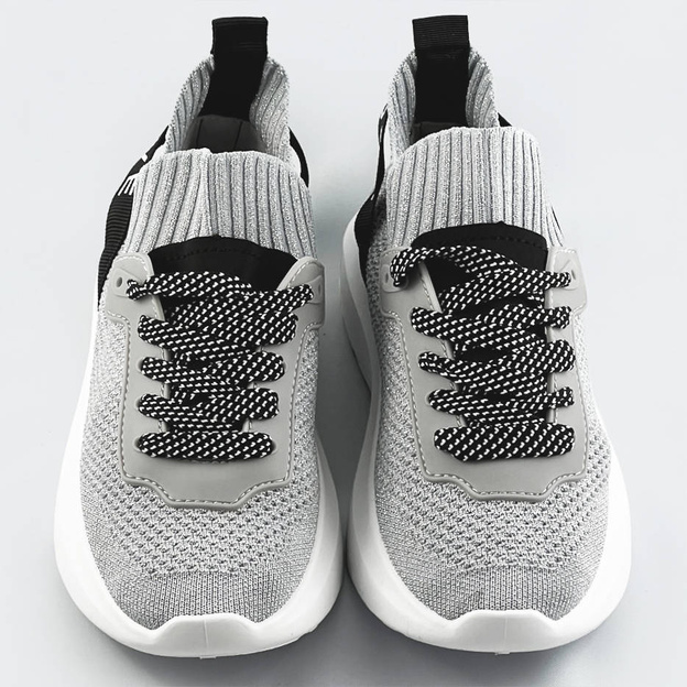 Wsuwane sneakersy damskie srebrne (ll66-3sp)