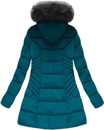 PIKOWANA KURTKA ZIMOWA CIEMNOTURKUSOWA (17852D)