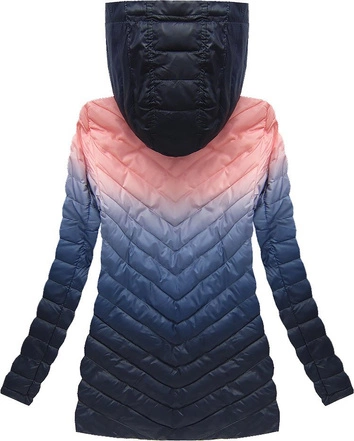 KURTKA OMBRE Z KAPTUREM RÓŻOWO-GRANATOWA (W615)