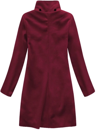 PŁASZCZ Z DOMIESZKĄ WEŁNY I KAPTUREM BORDOWY (6801)