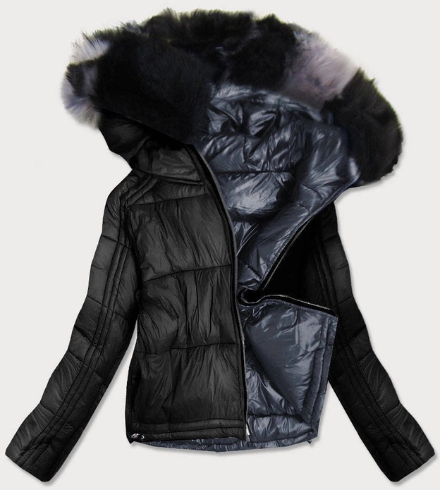 DWUSTRONNA KURTKA DAMSKA GRAFITOWA (B9555)