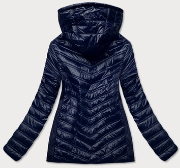PIKOWANA DAMSKA KURTKA Z KAPTUREM GRANATOWA (6373)