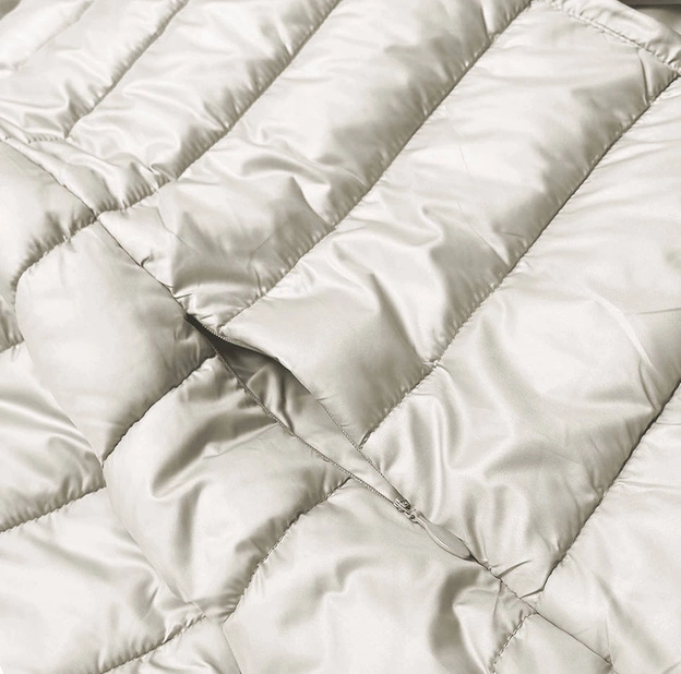 Krótka kurtka damska z dzianinowymi ściągaczami ecru (P22-6636-12)