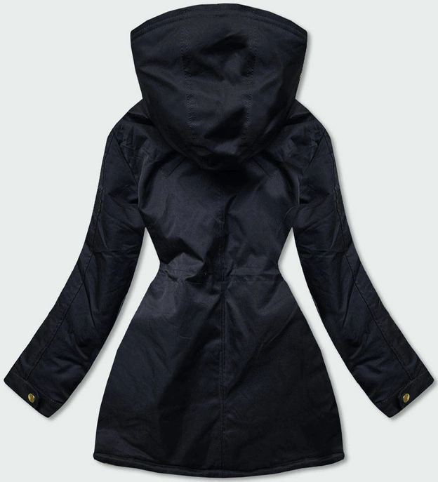 DWUSTRONNA DAMSKA PARKA Z KAPTUREM GRANATOWA (B2634)