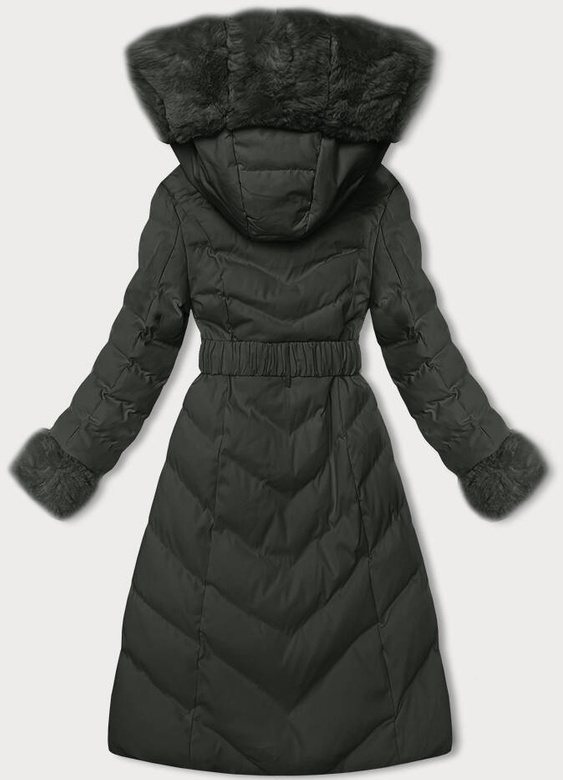 Zimowa kurtka damska z paskiem army (5M3156-136)