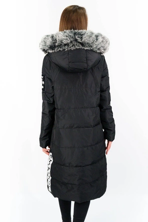 PŁASZCZ DAMSKI ZIMOWY Z PUCHEM NATURALNYM CZARNY (7078)