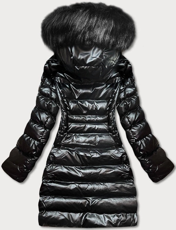 PIKOWANA DAMSKA KURTKA ZIMOWA CZARNA (5M777-392A)