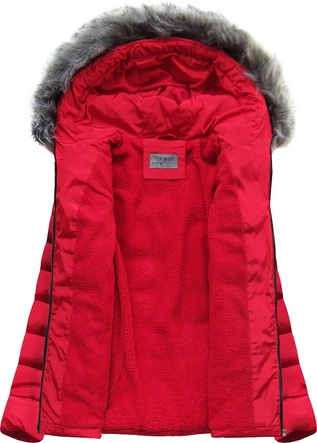 PIKOWANA KURTKA Z KAPTUREM CZERWONA (B2631)
