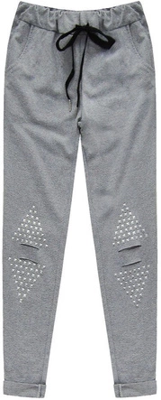 KOMPLET DRESOWY Z NITAMI I ROZCIĘCIAMI SZARY (76ART)