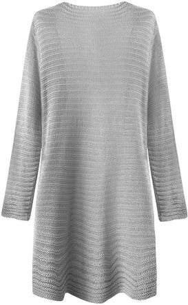 AŻUROWY KARDIGAN Z KIESZENIAMI SZARY (227ART)