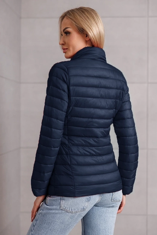 Pikowana kurtka damska ze stójką granatowa (16M9111-215)