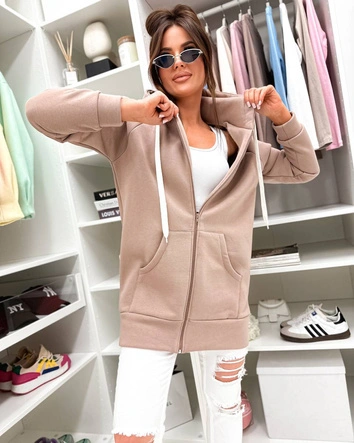 Gruba rozpinana bluza damska Goodlookin cappuccino (551)