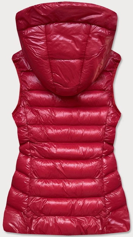 KAMIZELKA DAMSKA Z PUCHEM NATURALNYM CZERWONA (6816)