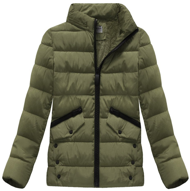 PIKOWANA KURTKA Z KAPTUREM KHAKI (B3570)