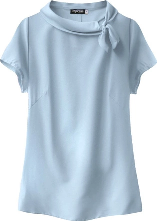 BLUZKA Z WIĄZANYM KOŁNIERZYKIEM BŁĘKITNA (289ART)