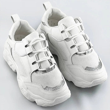Sznurowane sneakersy damskie białe (172)