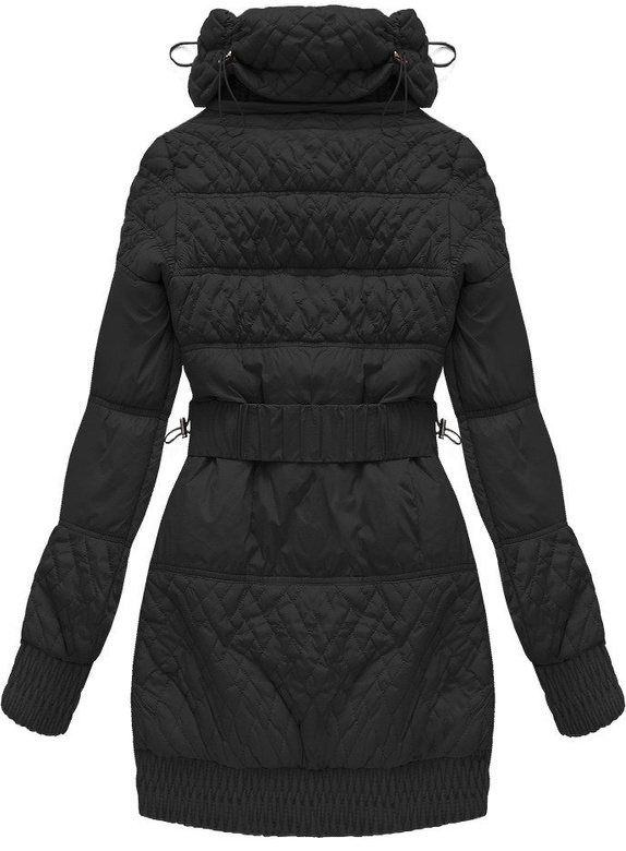 PIKOWANA KURTKA Z PASKIEM CZARNA (J6311W)