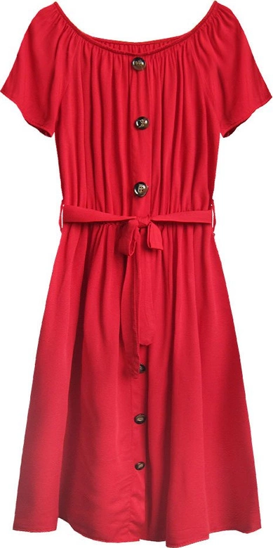 SUKIENKA MIDI Z GUZIKAMI CZERWONA (398ART)