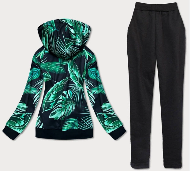 DAMSKI KOMPLET DRESOWY LIŚCIE CZARNY 3 (AMG887)