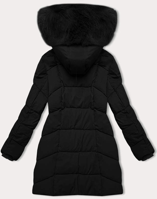 Kurtka zimowa damska plus size do połowy uda S'west czarna (B8306-1)