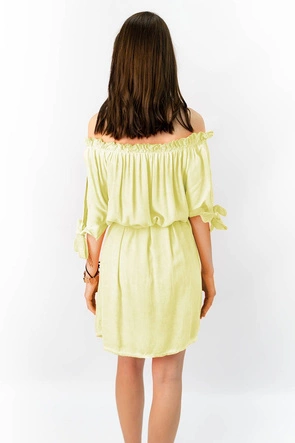 Sukienka hiszpanka z paskiem żółta (279art)