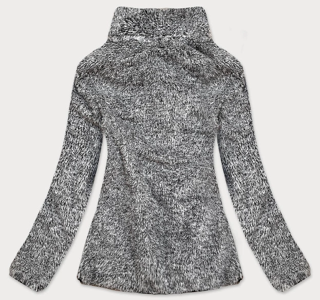 PLUSZOWA DAMSKA BLUZA MELANŻ CZARNA (HH009)