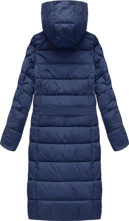 ZIMOWA DŁUGA PIKOWANA KURTKA DAMSKA GRANATOWA (7704BIG)