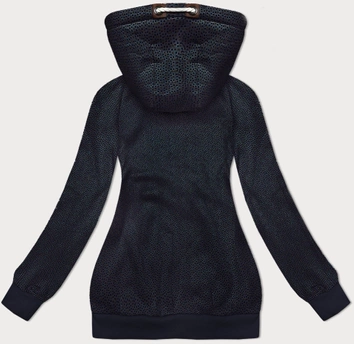 Rozpinana bluza z kapturem w drobne serduszka ciemny granat (2316)