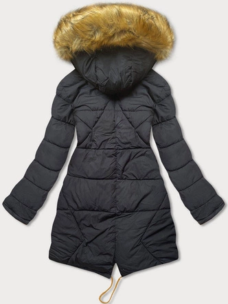 Dwustronna zimowa kurtka damska żółto-czarna  (m-136)