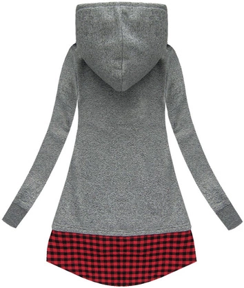 DŁUGA BLUZA Z ŁĄCZONYCH MATERIAŁÓW CIEMNOSZARA (X1722X)