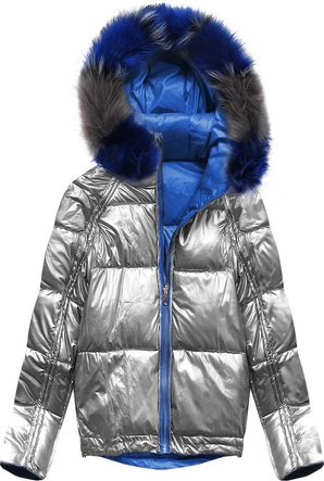 DWUSTRONNA ZIMOWA KURTKA DAMSKA NIEBIESKA (X921X)