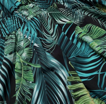 SUKIENKA MAXI NA RAMIĄCZKACH LIŚCIE ZIELONO-NIEBIESKA (21073)