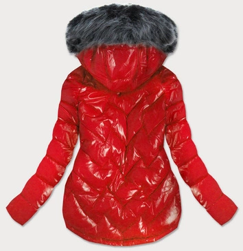 PIKOWANA DAMSKA KURTKA ZIMOWA CZERWONA (B9540)