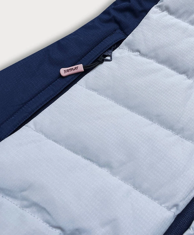 Zimowa kurtka sportowa damska z kapturem różowo-szara (b2378)