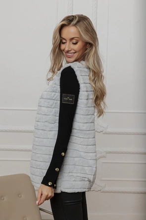 Futrzana kamizelka na podszewce jasnoszara (2114)