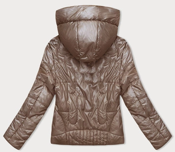 Pikowana krótka kurtka damska karmelowa (B8185-101)