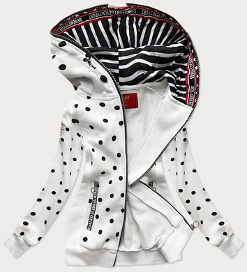 DAMSKA BLUZA DRESOWA GROCHY BIAŁA (AMG813)