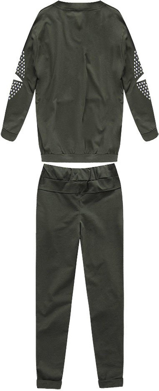 KOMPLET DRESOWY Z NITAMI I ROZCIĘCIAMI KHAKI (76ART)
