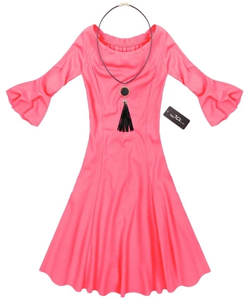 SUKIENKA Z ODKRYTYMI RAMIONAMI NEONOWY RÓŻ (25102)