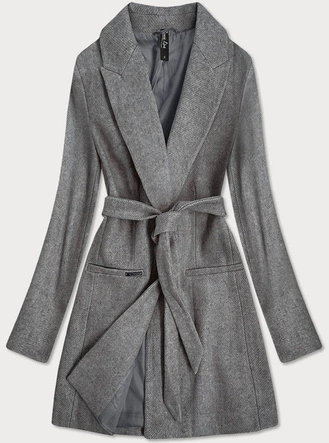 KLASYCZNY DAMSKI PŁASZCZ Z DOMIESZKĄ WEŁNY SZARY (2715)