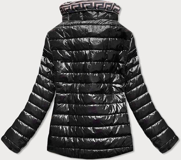 Krótka kurtka damska z wysoką stójką czarna (650art)