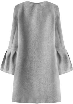 PŁASZCZ Z BUFIASTYMI RĘKAWAMI JASNOSZARY (18133)