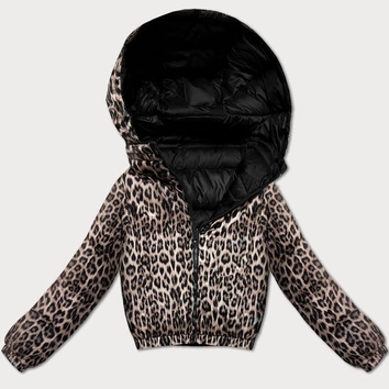 Dwustronna krótka kurtka damska Minority czarna panterka (M6-6001-1)