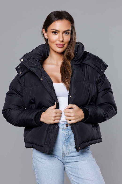 Przejściowa krótka kurtka z kapturem czarna (5M3117-392)