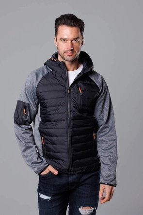 Sportowa kurtka męska z łączonych materiałów czarny-grafit (8M906-392)