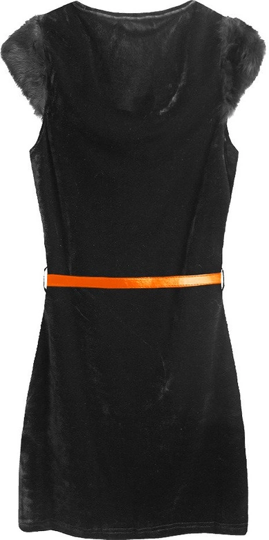 WELUROWA SUKIENKA MINI CZARNA (3687)