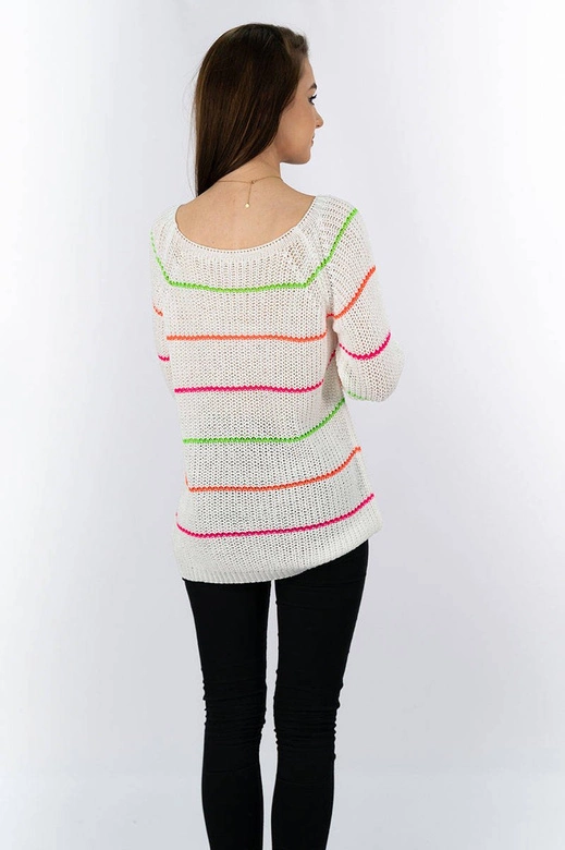 AŻUROWY SWETER W PASECZKI BIAŁY (275ART)